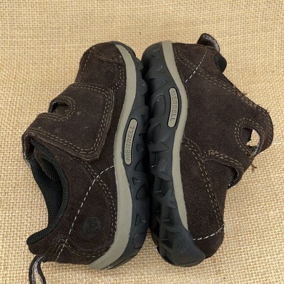 Boys Merrell Shoes Toddler Sz 5 Jungle Strap Hook and Loop Junior Espresso Brown - Picture 7 of 9